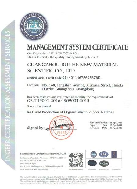 China GUANGZHOU RUI-HE NEW MATERIAL SCIENTIFIC Co. , LTD certification